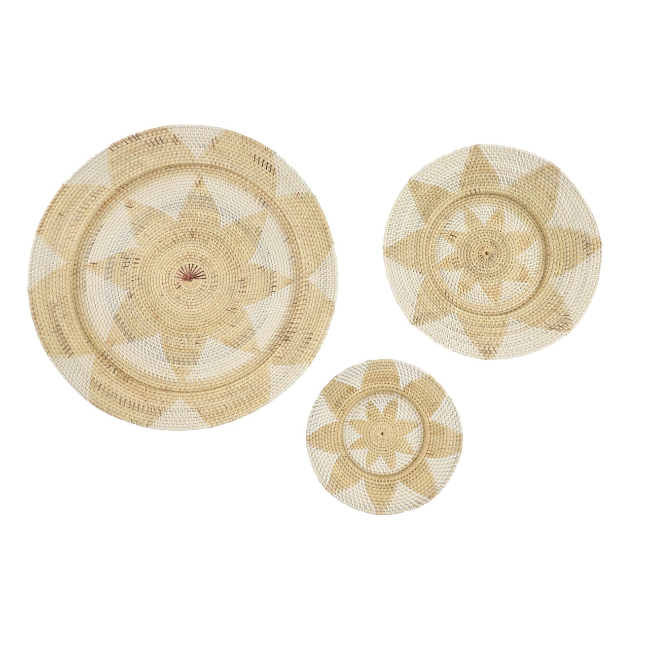Light Brown Palm Wood Traditional Abstract Wall Decor Set